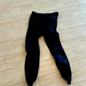 7 pocket black shiny vegan pants